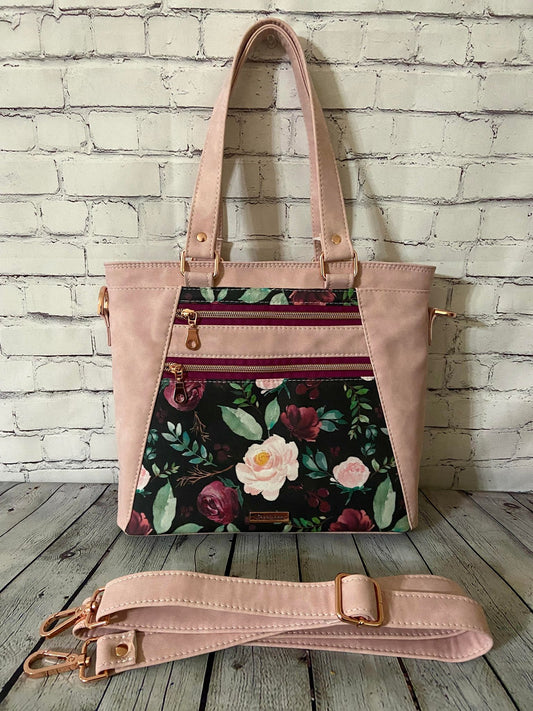 Custom Pink Suede & Floral Handbag